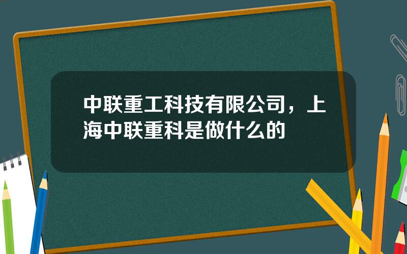 中联重工科技有限公司，上海中联重科是做什么的