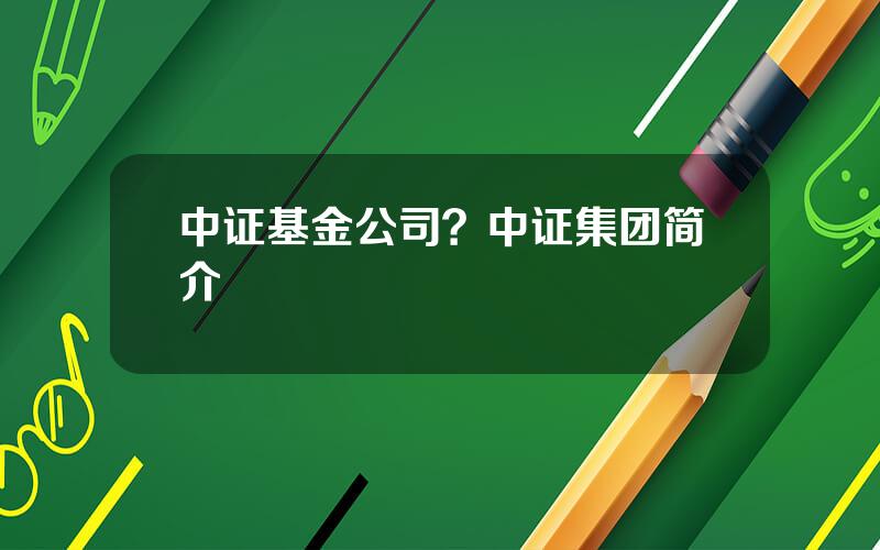 中证基金公司？中证集团简介