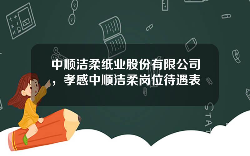 中顺洁柔纸业股份有限公司，孝感中顺洁柔岗位待遇表