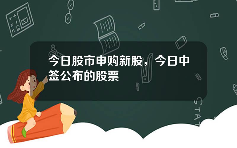 今日股市申购新股，今日中签公布的股票