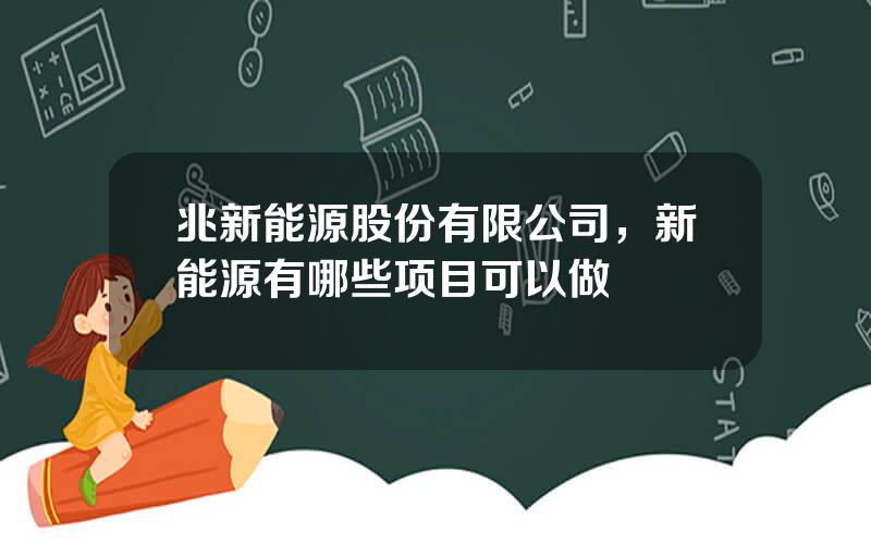 兆新能源股份有限公司，新能源有哪些项目可以做