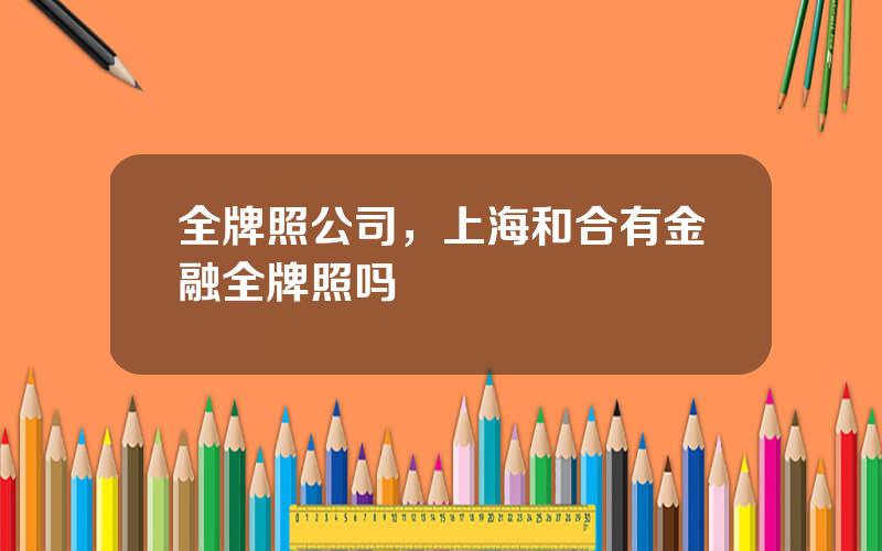 全牌照公司，上海和合有金融全牌照吗