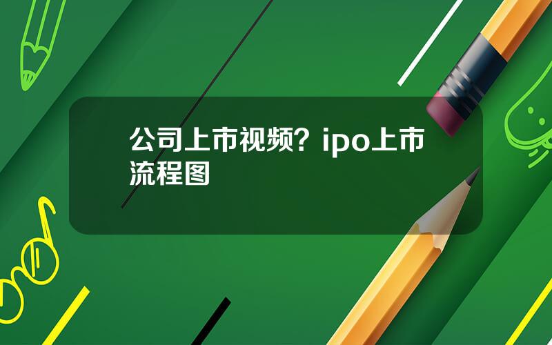 公司上市视频？ipo上市流程图