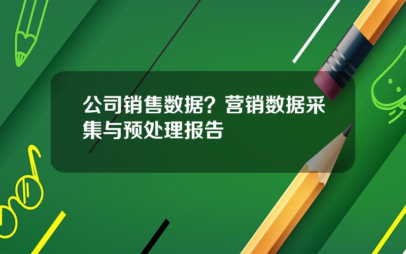 公司销售数据？营销数据采集与预处理报告