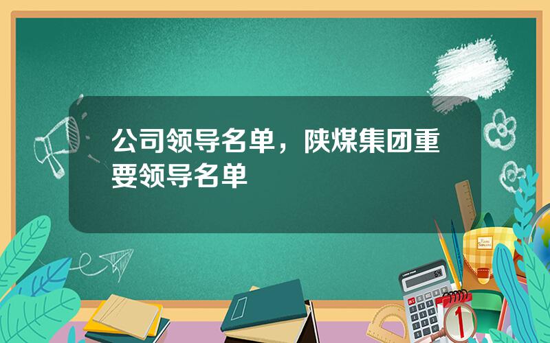 公司领导名单，陕煤集团重要领导名单