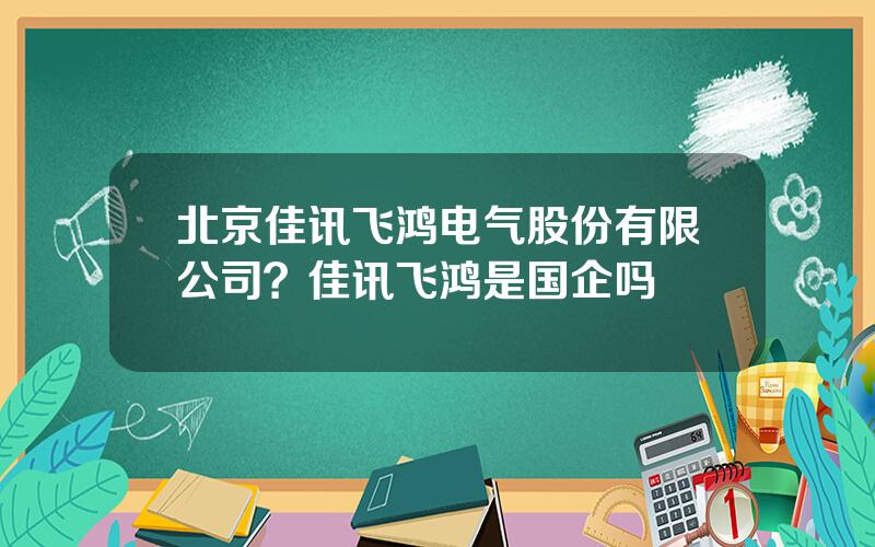 北京佳讯飞鸿电气股份有限公司？佳讯飞鸿是国企吗