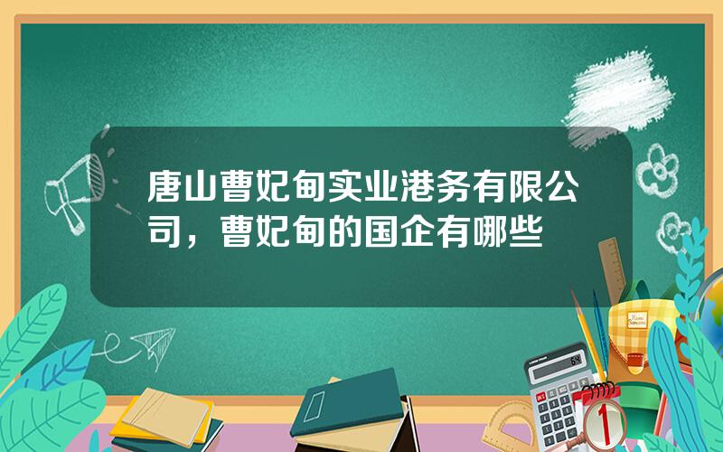 唐山曹妃甸实业港务有限公司，曹妃甸的国企有哪些