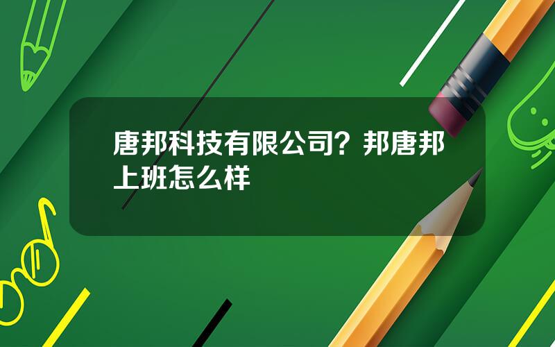 唐邦科技有限公司？邦唐邦上班怎么样