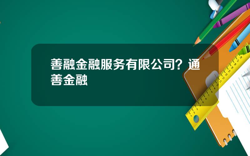 善融金融服务有限公司？通善金融