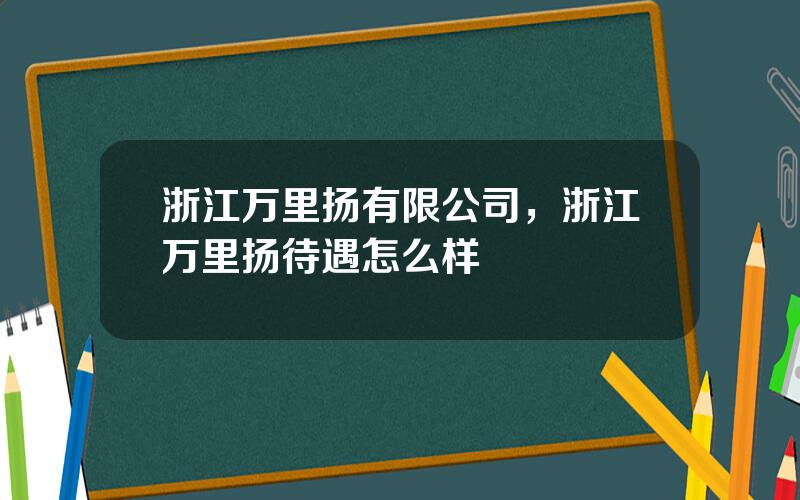 浙江万里扬有限公司，浙江万里扬待遇怎么样