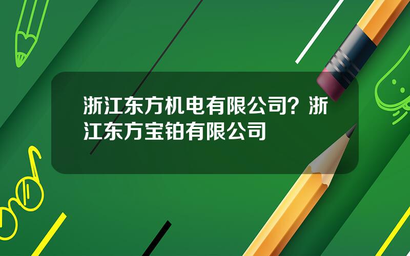 浙江东方机电有限公司？浙江东方宝铂有限公司