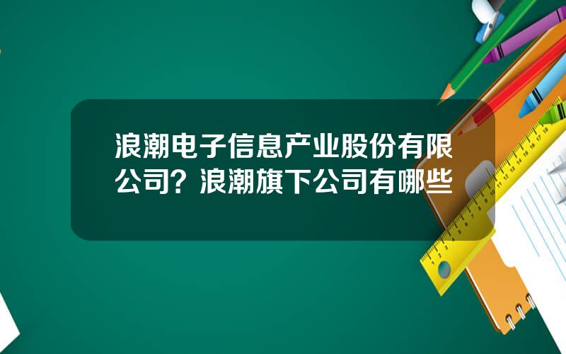 浪潮电子信息产业股份有限公司？浪潮旗下公司有哪些