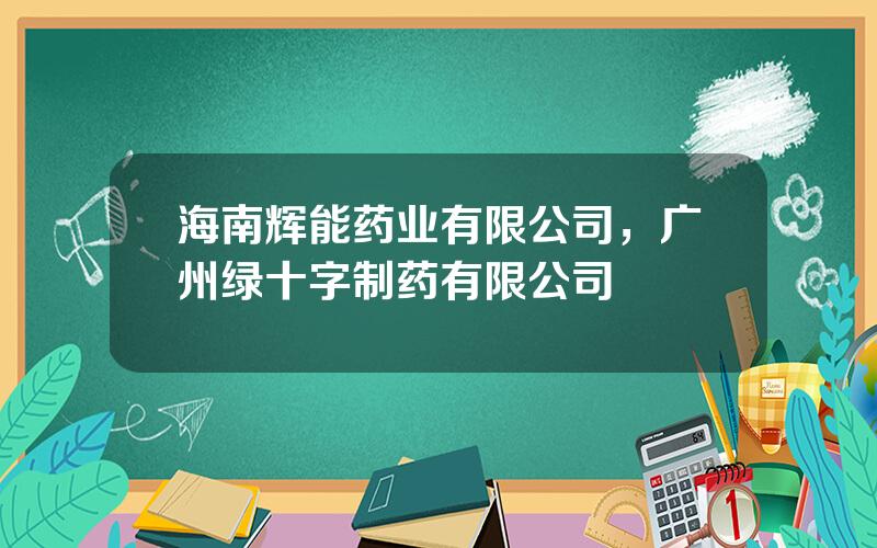 海南辉能药业有限公司，广州绿十字制药有限公司