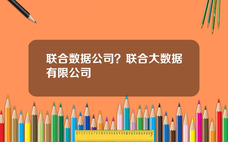 联合数据公司？联合大数据有限公司